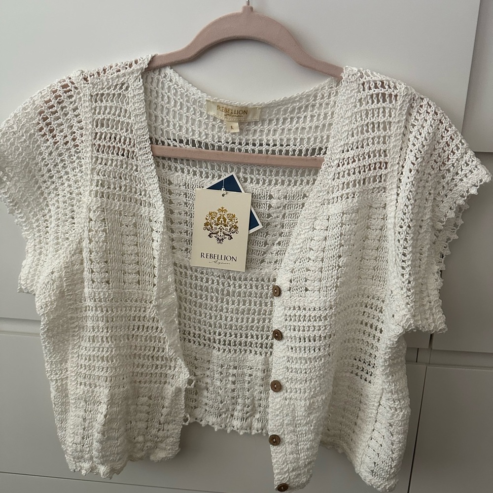 Knit button coverup/top